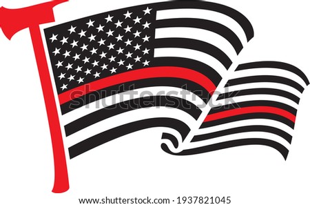 United States of America Thin Red Line (firefighter) flag with axe