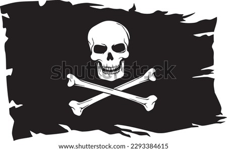 Pirate flag with skull and cross bones (Jolly Roger). Vector illustration.