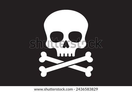 Pirate flag with skull and cross bones (Jolly Roger). Vector illustration.