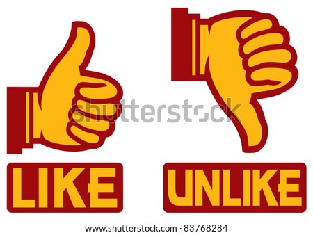 Thumb Up And Down Gesture (Like And Unlike) Stock Vector Illustration ...