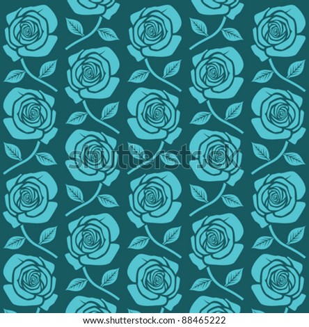 Seamless vintage flower rose pattern (Turquoise Roses Background)