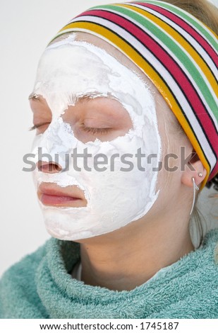 Wellness and beauty: woman wearing a face mask