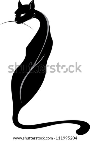 cartoon image of black cat isolated on white