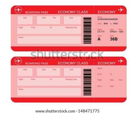 Vector Image Of Airline Boarding Pass Tickets With Barcode - 148471775 ...