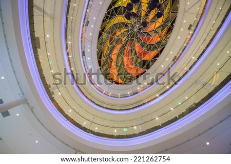 PARIS - SEPTEMBER 08: modern shopping center on September 08, 2014 in Paris, France. Paris, aka City of Love, is a popular travel destination and a major city in Europe