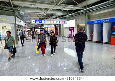 ROME, ITALY - AUGUST 04, 2015: Fiumicino Airport interior. Fiumicino - Leonardo da Vinci International Airport is a major international airport in Rome, Italy