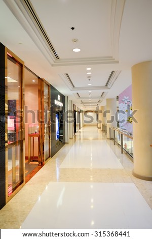 BANGKOK, THAILAND - JUNE 21, 2015: shopping center interior. Shopping centres such as Siam Paragon, Central World Plaza, Emperium, Gaysorn and Central Chidlom become shopping Mecca for shopaholics