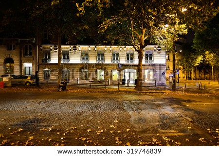 PARIS, FRANCE - AUGUST 09, 2015: Paris at night. Paris, aka City of Love, is a popular travel destination and a major city in Europe