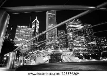 CHICAGO, USA - OCTOBER 04, 2011: Jay Pritzker Pavilion. Jay Pritzker Pavilion is a bandshell in Millennium Park in the Loop community area of Chicago in Cook County, Illinois, United States