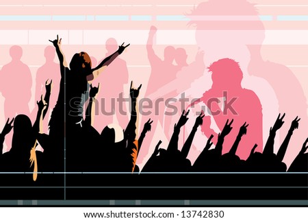 vector image of crowd of clubbing people