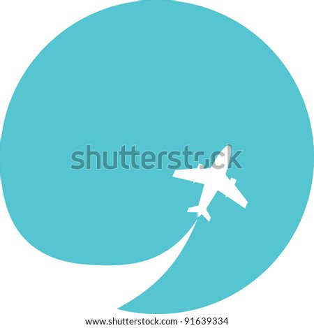 vector image of white silhouette of jet airplane