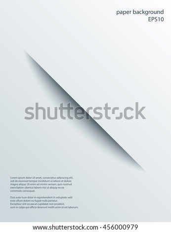 Diagonal Cut in paper with shade. Vector abstract background. 3d incision.