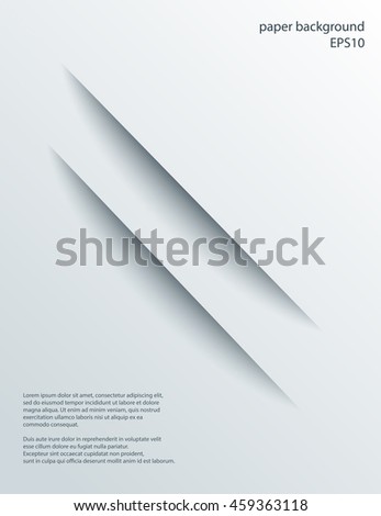 Two Diagonal Cuts in paper with shade. Vector abstract background. 3d incision.