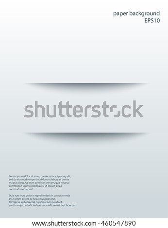 Two horizontal Cuts in paper with shades. Vector abstract background. 3d incision.