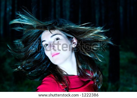 Woman with moving hair
