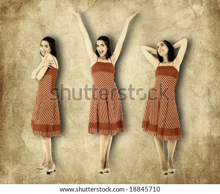 Three beautiful young woman\'s - Collage of the same woman in diferent positions