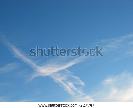 Bird(or dragon) made of clouds flying on the blue sky