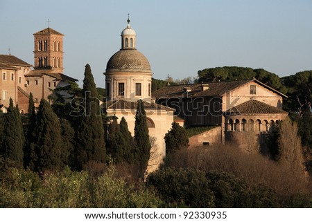 Churches of Rome seen from Palatine Hill