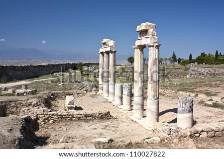 Ruins of school   at ancient Hierapolis, now Pamukkale, Turkey