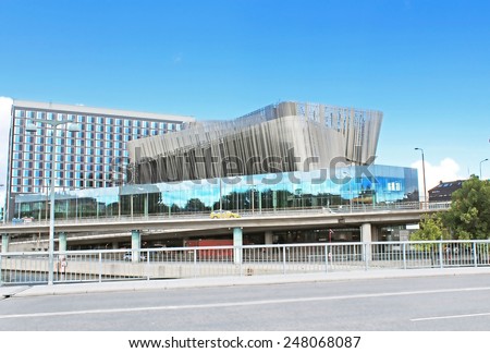 STOCKHOLM, SWEDEN - AUGUST 12, 2013: Congress center Waterfront in Stockholm, Sweden. It is a building for offices, conferences and hotels. The building is located in central Stockholm