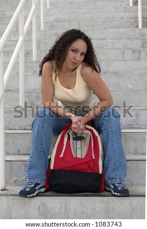 Sassy Young Latina Student with Backpack