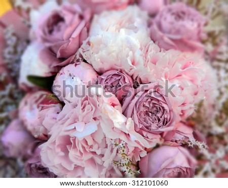 Bridal Bouquet of pink roses (vintage effect)