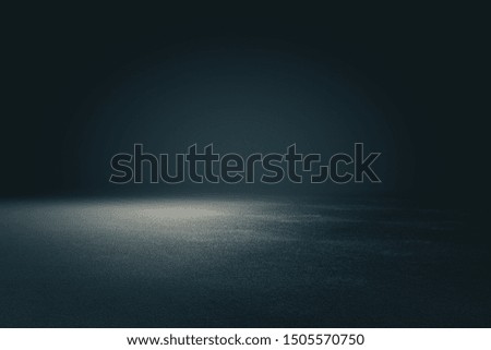 Abstract spacious place with dark wall, granular floor and spot light from above. 3D Rendering Photo stock © 