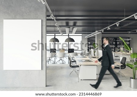 Similar – Image, Stock Photo Man placing opening poster after coronavirus