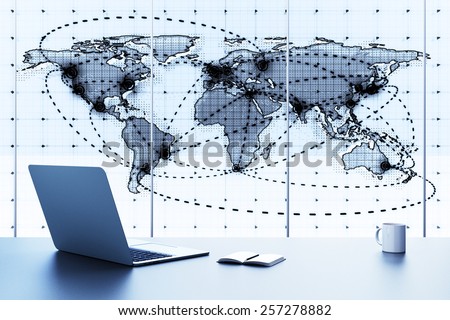global business map in modern office