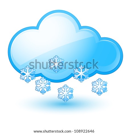 Single weather icon - Cloud with Snow. Illustration on white