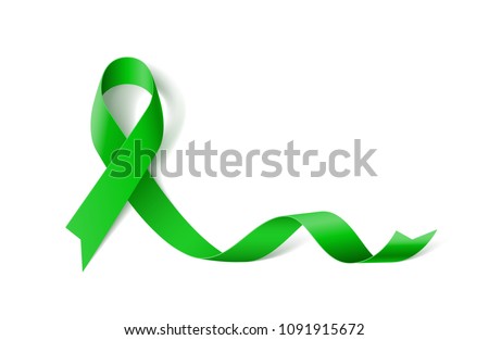 White Banner with Organ Transplant and Organ Donation Awareness Realistic Green Ribbon. Design Template for Websites Magazines