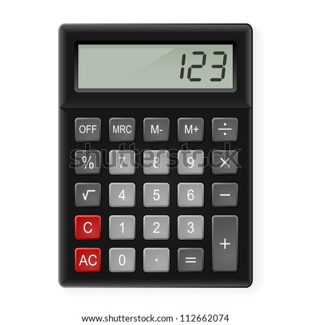 Top View of Black Calculator. Illustration on white