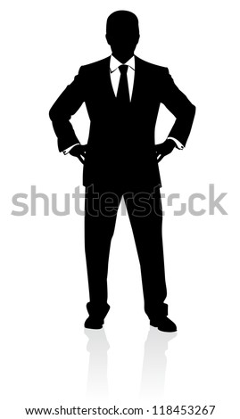 Business Man In Suit And Tie Silhouette. Illustration On White ...