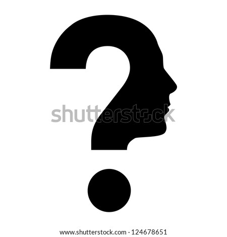 Human face  with question mark. Illustration on white