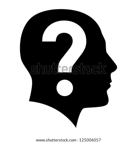 Human face  with question mark. Illustration on white background