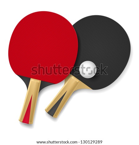 Two rackets for playing table tennis.  Illustration on white background