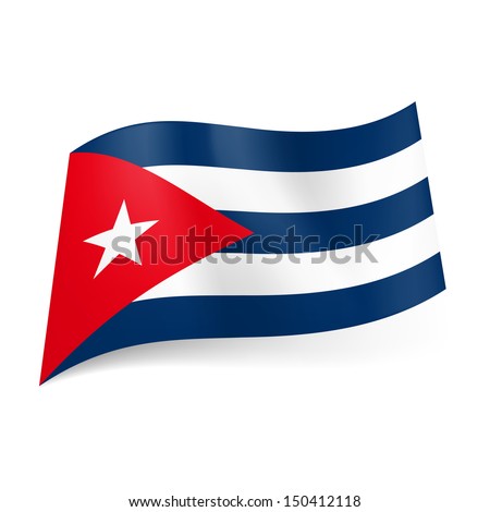 National Flag Of Cuba: Blue And White Stripes, Red Triangle With White ...