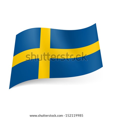 National Flag Of Sweden: Yellow Cross On Blue Background. Stock Vector ...