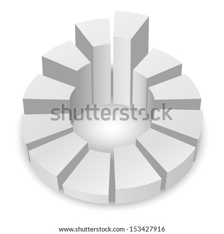 White circular diagram with columns isolated on white background.