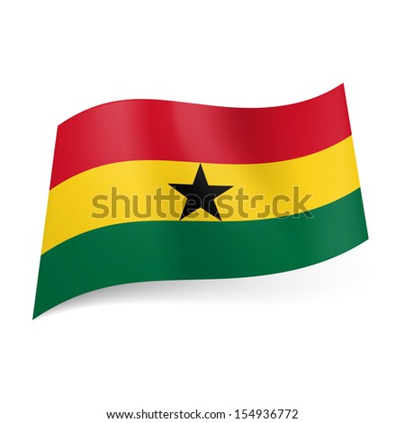 National Flag Of Ghana: Red, Yellow And Green Horizontal Stripes With ...