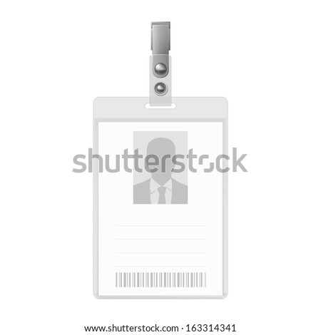 Blank vertical badge on white background. Identification card template. 