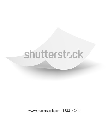 Blank paper sheet falling down. Illustration on white background.