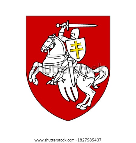 Illustration of the Historical Coat of Arms of Belarus and the Grand Duchy of Lithuania. The Pahonia, Horse Rider. Symbol of the Opposition Forces of Belarus