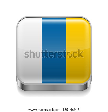 Metal square icon with flag colors of Canary Islands