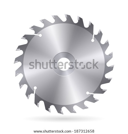 Metal blade  of circular saw on white background