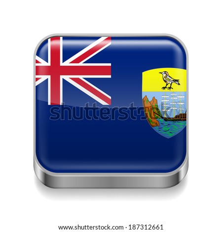 Metal square icon with flag colors of Saint Helena, Ascension and Tristan da Cunha