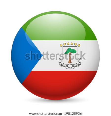 Flag of Equatorial Guinea as round glossy icon. Button with flag design