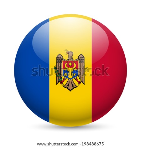 Flag of Moldova as round glossy icon. Button with Moldovan flag