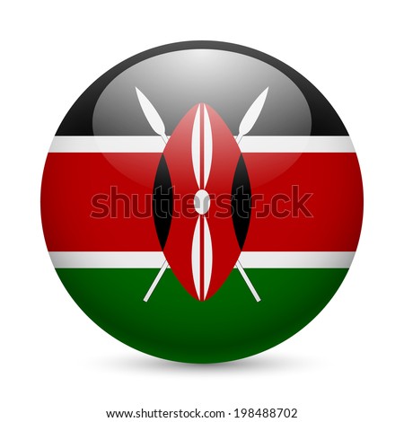 Flag of Kenya as round glossy icon. Button with Kenyan flag
