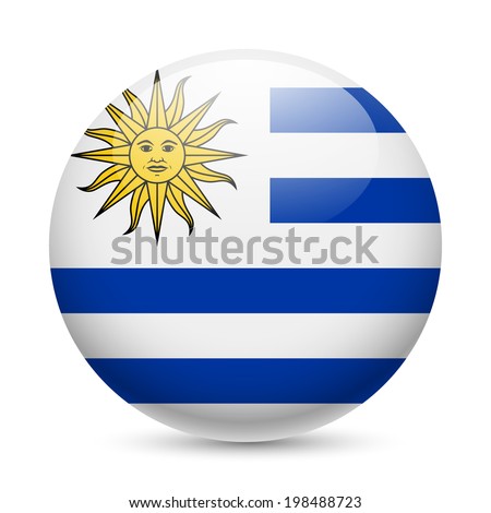 Flag of Uruguay as round glossy icon. Button with Uruguayan flag